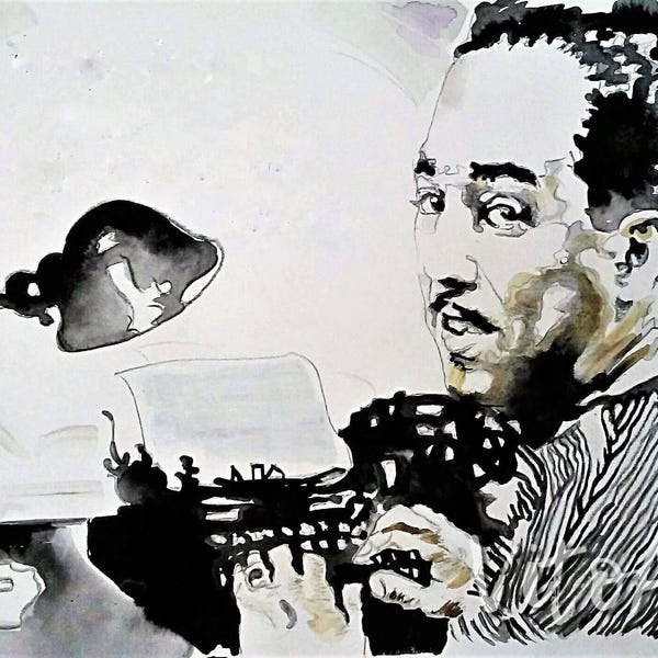 Langston Hughes Art Print African American Writer Poet Watercolor Illustration Portrait Wall Decor Limited Edition Print