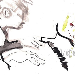 Piano Player Portrait Music Art Print Bill Evans Jazz Wall Art