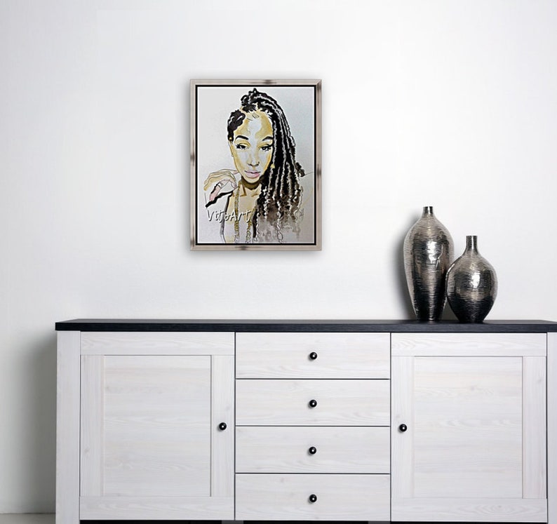 African American Art Print Woman Twists Locs Natural Hair Afrocentric Beauty Watercolor Portrait Wall Decor Limited Edition Print