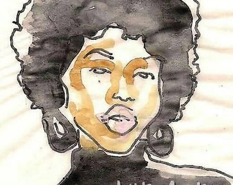 Black Woman Watercolor Art Print: Afro Natural Hair Illustration (Digital Download)