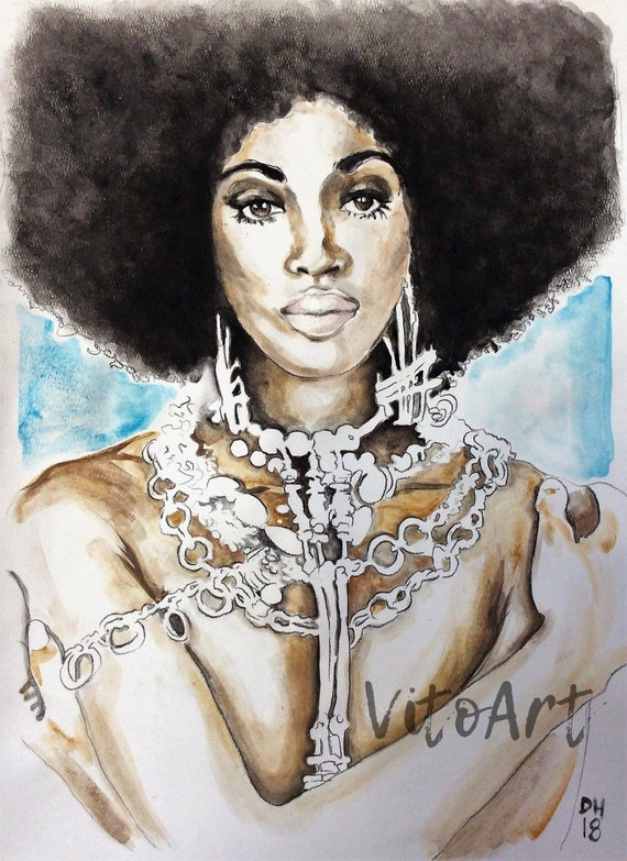 African American Woman Afro Beauty Natural Hair Jewelry Etsy