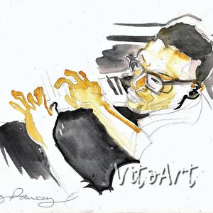 Ramsey Lewis Jazz Portrait Pianist Watercolor Art Print Limited Edition Poster Print Wall Decor