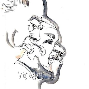 Duke Ellington Count Basie Jazz Art Print Piano Duet Watercolor Ink Illustration Wall Decor Limited Edition Poster Print