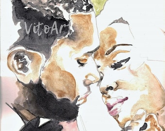 African American Wedding Young Black Couple Love Matrimony Digital Art Digital Download Instant Download Illustration