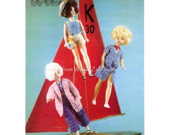 Vintage Teen Dolls Clothes Crochet Pattern PDF T1079 from WonkyZebra