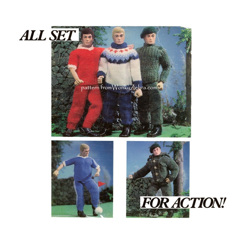 Action Man Doll Toy Clothes Vintage Knitting Pattern PDF T1037 From