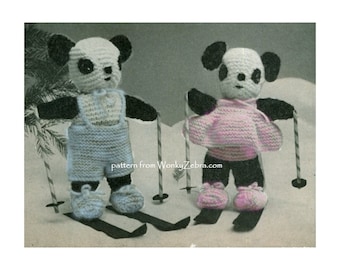 Toy PANDA Knitting Pattern PDF 529 from ToyPatternLand by WonkyZebra