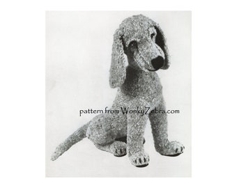 Toy Desmond Dog Vintage knitted dog Knitting Pattern PDF 994 emailed from WonkyZebra