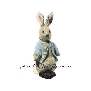 Vintage Rabbit Toy Knitting Pattern Bunny Peter Rabbit with chart emailed PDF 735 from ToyPatternLand and WonkyZebra image 1