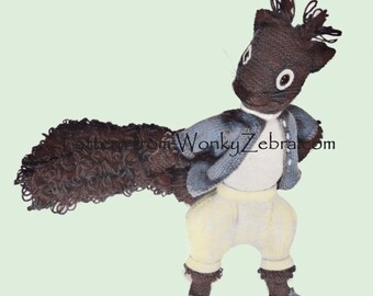 Squirrel Knitting Pattern Woodland Toy - Vintage Knit Pattern PDF T1066 from WonkyZebra