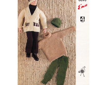 Action Man Doll Starsky Jacket Outfit Vintage Knitting Pattern PDF T1050 from WonkyZebra