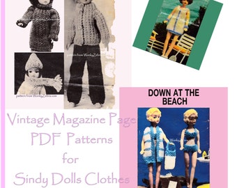 Vintage Knitting Pattern Sindy dolls clothes 11 to 12 inch teen doll clothes pattern to knit PDF 590 from ToyPatternLand and WonkyZebra