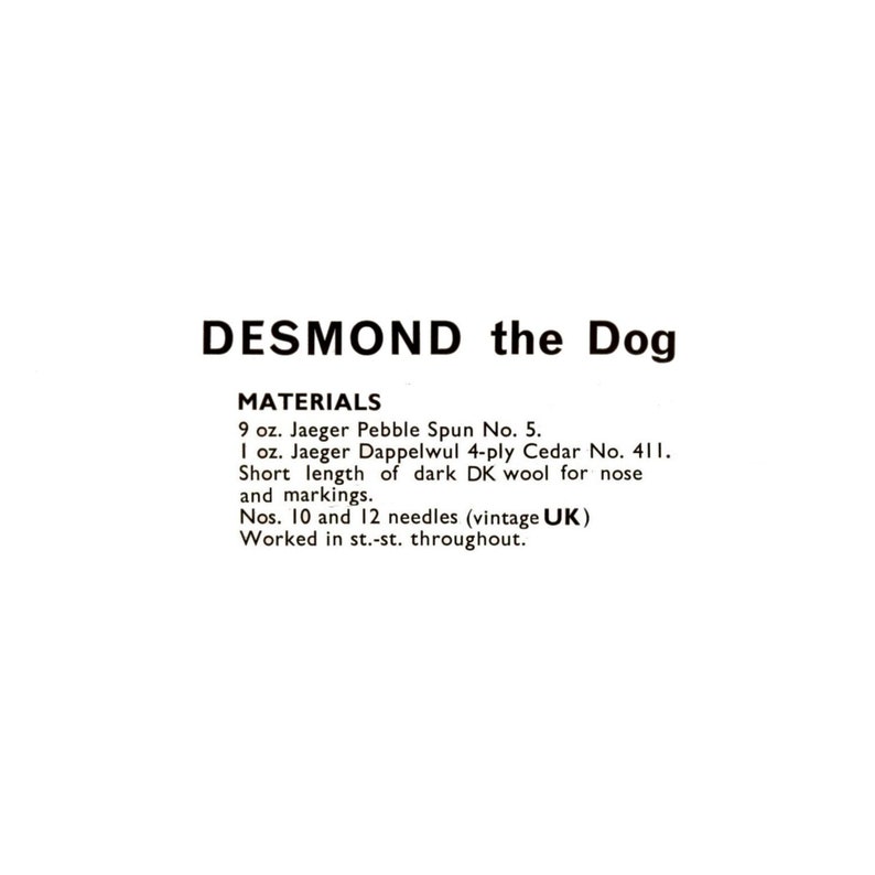 Toy Desmond Dog Vintage knitted dog Knitting Pattern PDF 994 emailed from WonkyZebra image 3