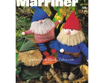Vintage Gnome Knitting Pattern PDF T1057 from WonkyZebra