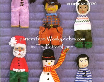 Knitted Knit Knitting dolls Pattern Patterns emailed PDF 528 from WonkyZebra