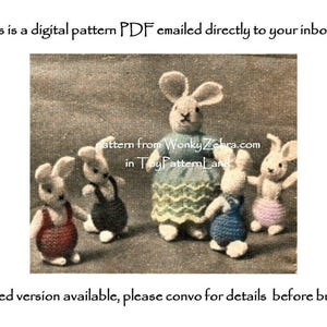 Mini coniglietto di Pasqua giocattolo lavorato a maglia vintage, modello PDF 555 di WonkyZebra