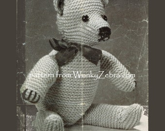 Vintage teddy toy knitting Pattern PDF 532 from ToyPatternLand WonkyZebra