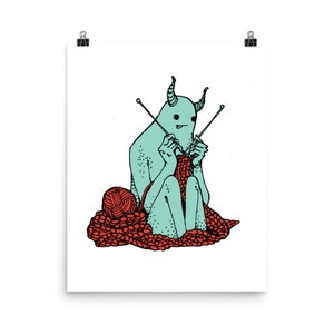 Monster Knitting Print