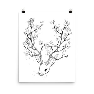 Cherry Blossom Jackalope Print