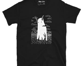 Schwarz weisses Monster Kurzarm Unisex T-Shirt