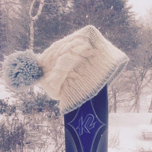 Instant Download Knitting Pattern, Tip It Pattern, Knit Pattern for Cabled Pom Pom Beanie, Pattern for Two Color Winter Hat