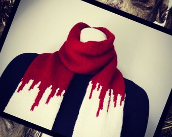 Instant Download Knitting Pattern, Zombie Apocalypse Scarf Pattern, Zombie Time, Knitting Pattern for Zombie or Vampire Victim Costume