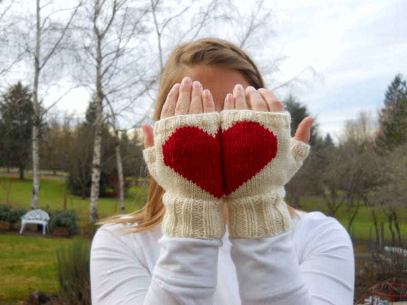 Heart in Hands Fingerless Gloves, Heart Gloves, Gifts for Lovers, Love You Gloves, Valentines Gifts for Women, Fingerless Mittens image 6