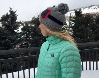 Ski Goggle Design Pom Pom Beanie 