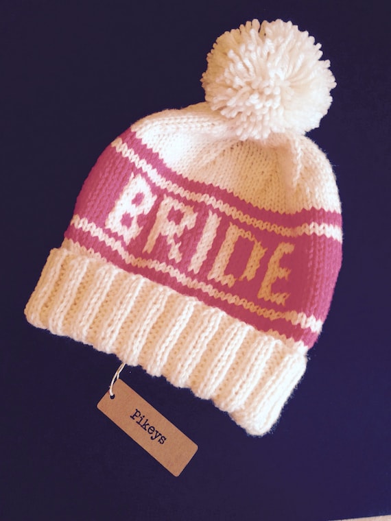 Pink Bride Pom Pom Beanie, Retro Ski Hat for Photo Props  display picture 1