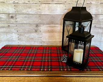 Plaid Table Runners in Fringed Flannel, Rustic Table Runners in Assorted Tartans and Plaids, Holiday Decor