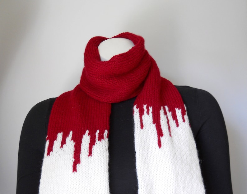 Instant Download Knitting Pattern, Zombie Apocalypse Scarf Pattern, Zombie Time, Knitting Pattern for Zombie or Vampire Victim Costume image 2