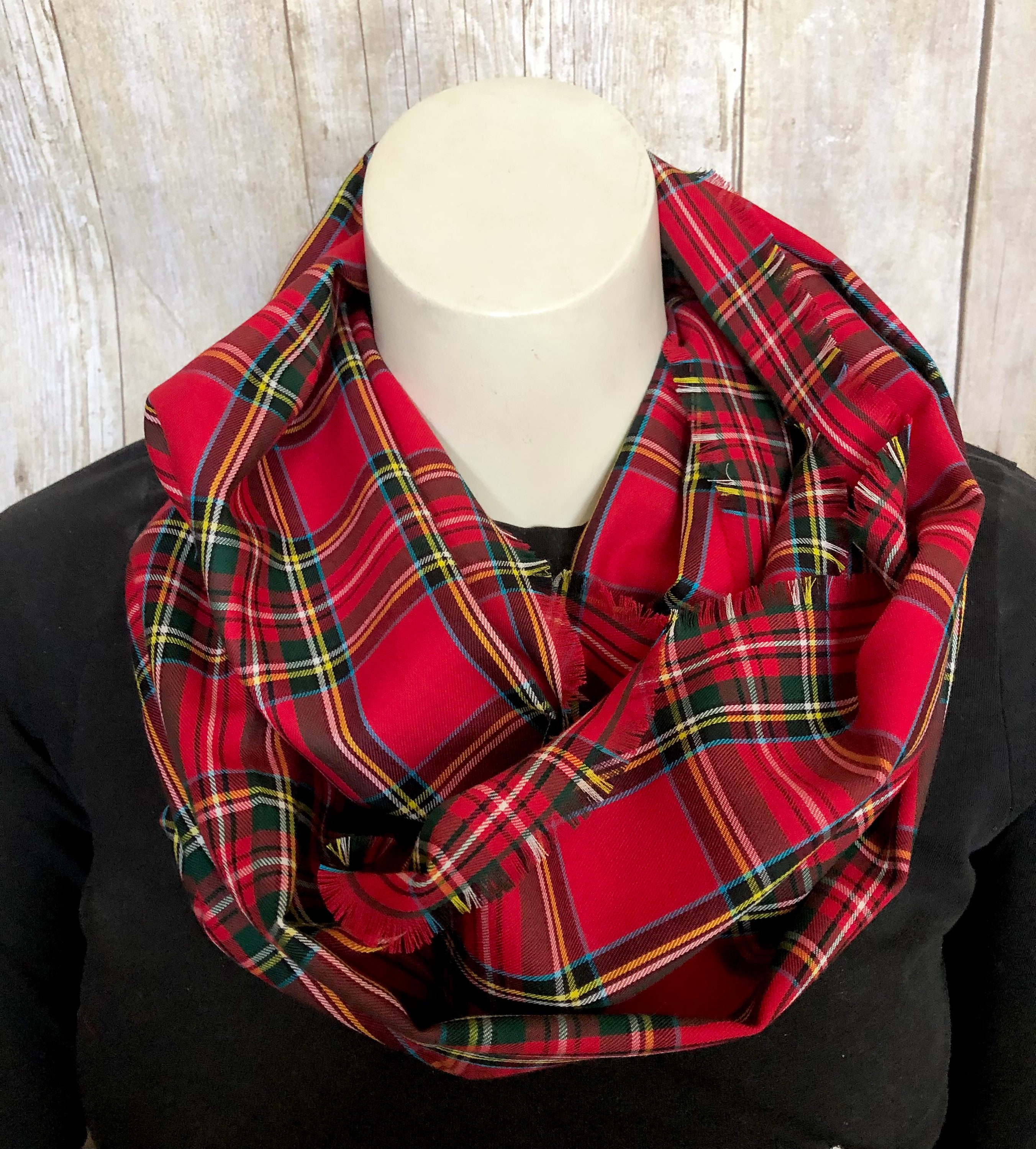 Tartan Fashion Infinity Scarves Lightweight Cotton Lawn Etsy