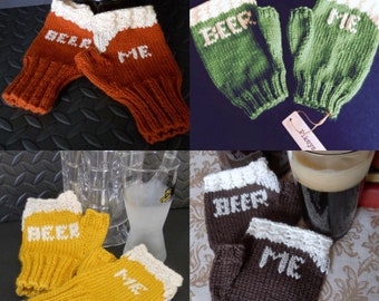 The Beer Me Fingerless Gloves in Four Flavors, Beer Lovers Gloves, Gift for Homebrewers, Craft Beer Lovers, Mens GIfts