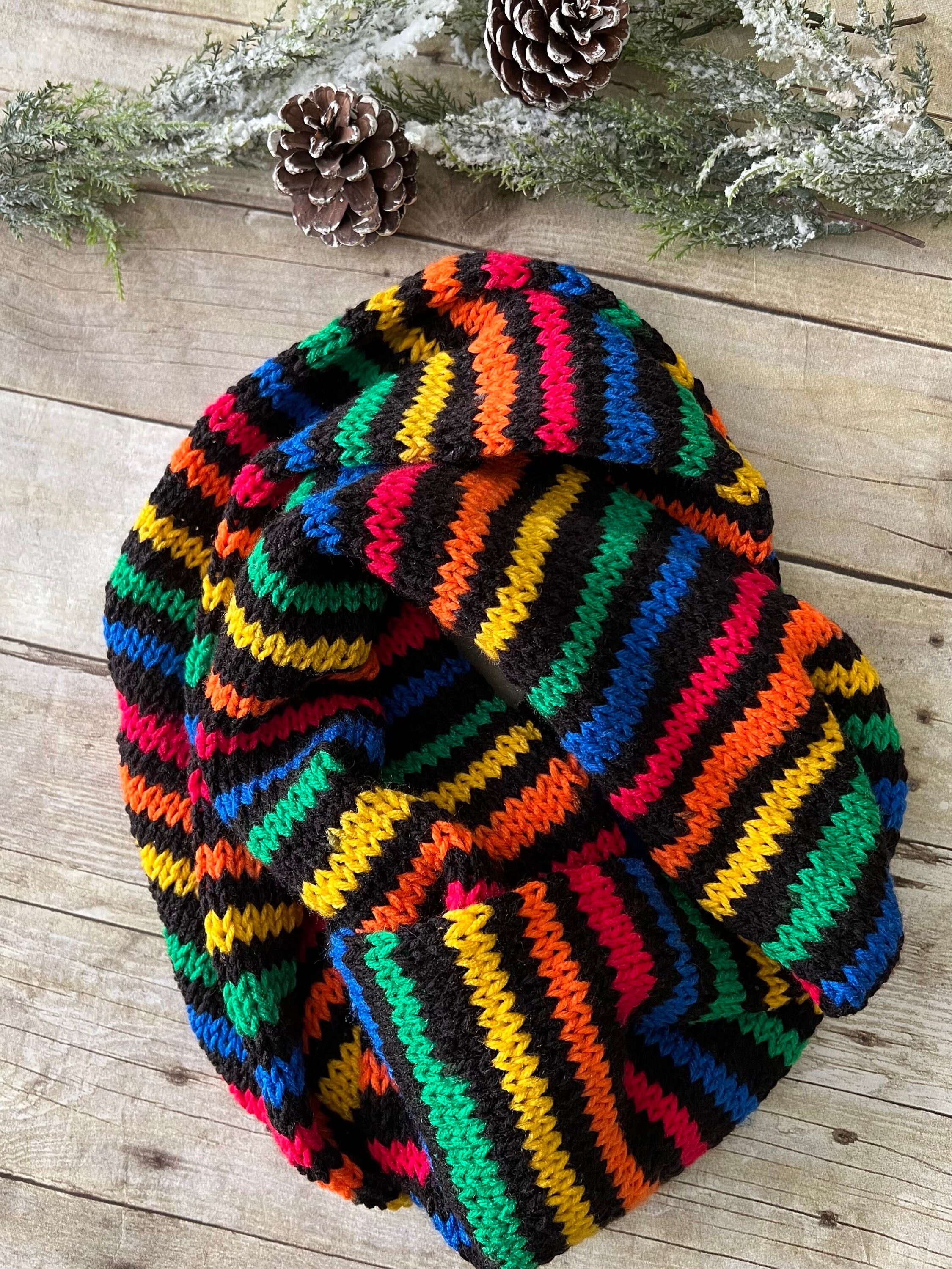 Hand Knit Rainbow Scarves: Chunky Acrylic Winter Scarves - Etsy