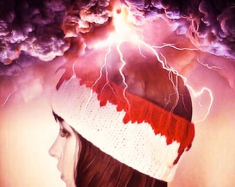 Hoofdwond Hoofdband, Zombie Apocalypse Earwarmer in Blood Red en Ivory, Halloween Kostuum of Zombie Kostuum, Bloody Bandage Headwrap