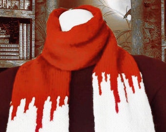 Zombie Apocalypse Sjaal, Bloedrood en Ivoor Sjaal, Vampier Tourniquet Sjaal, Halloween Kostuum, Vampier Slachtoffer, Zombie Kostuum, Mens Sjaal