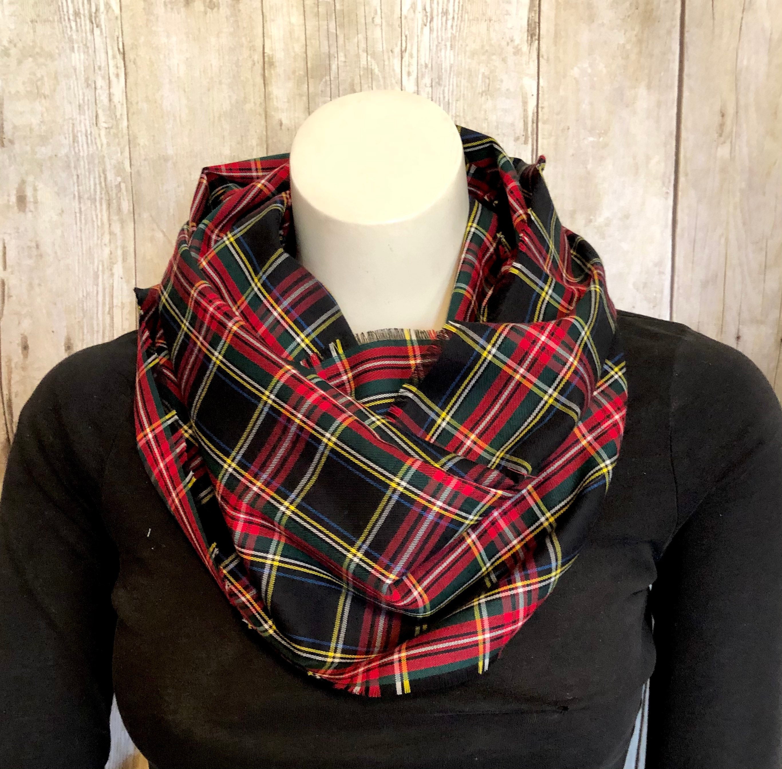 Tartan Fashion Infinity Scarves Lightweight Cotton Lawn | Etsy