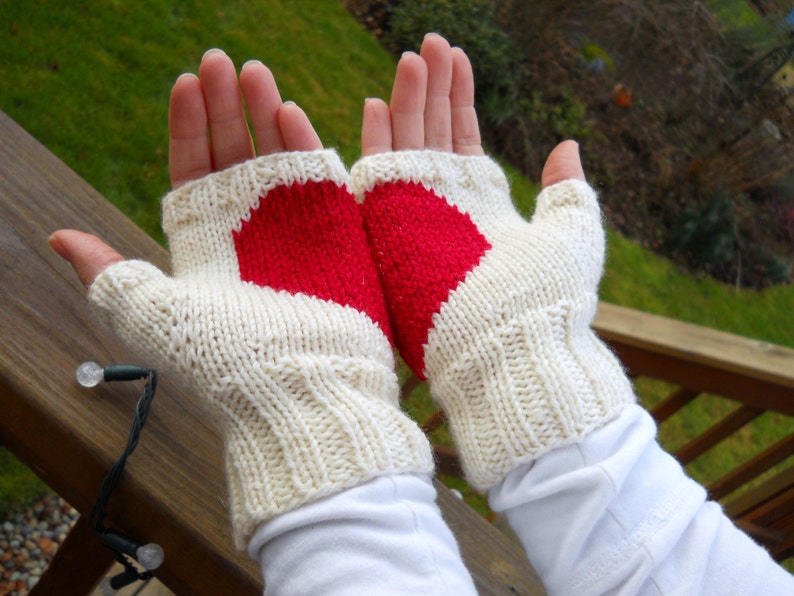 Heart in Hands Fingerless Gloves, Heart Gloves, Gifts for Lovers, Love You Gloves, Valentines Gifts for Women, Fingerless Mittens image 4