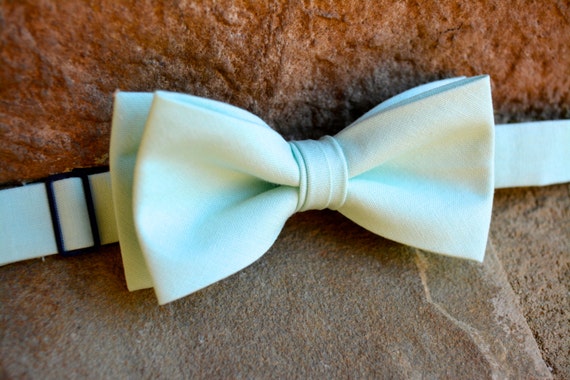 Made In The USA Toddler Boy 4T 5T Seafoam Green Clip On Cotton Bow Tie