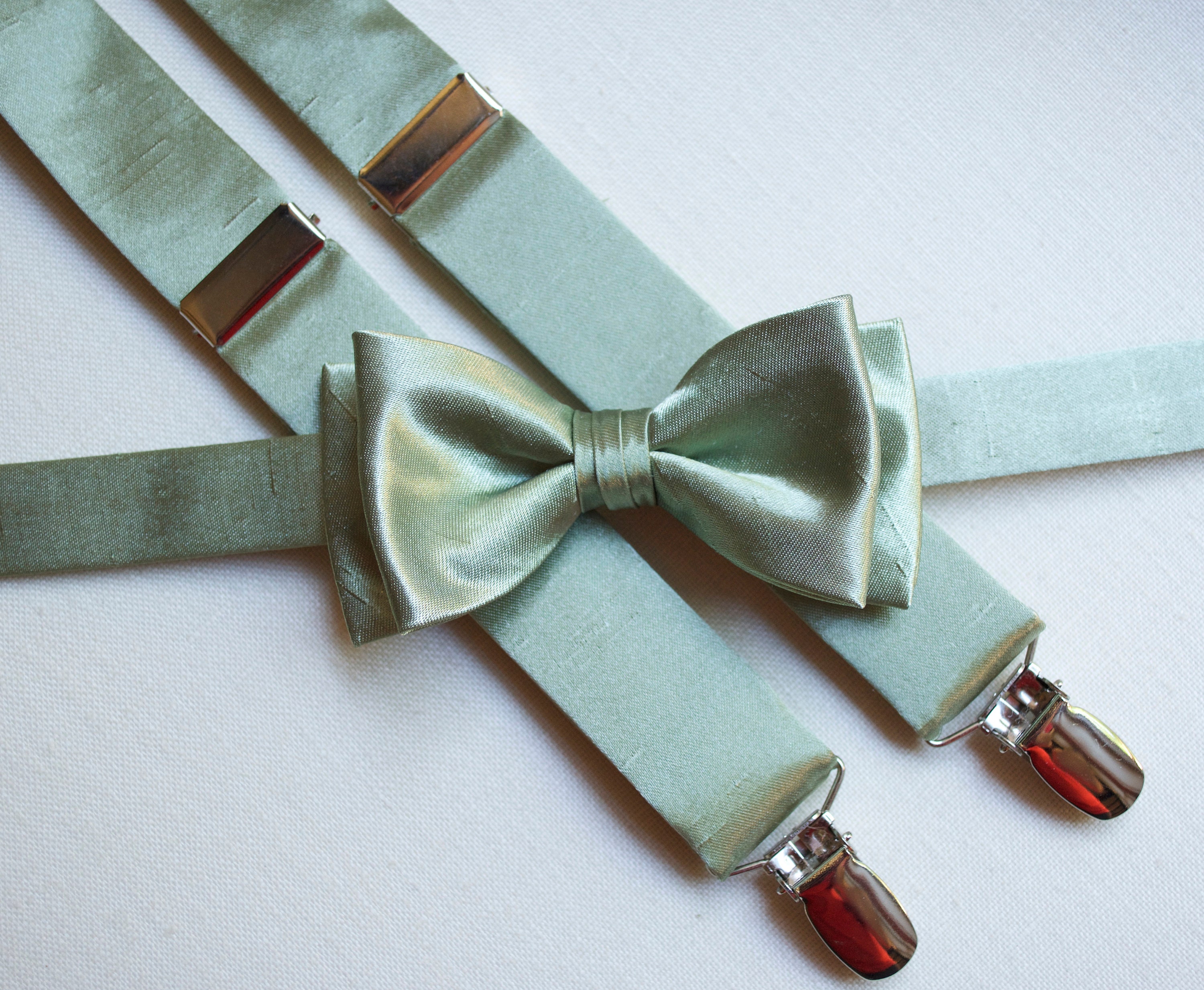 Suspenders/Boys sage green suspenders and bow tie set custom Etsy