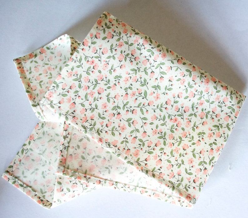 Floral cotton pocket squares/mens hankies/coral sage floral/wedding favor/gift for men/handkerchief/personalized gift image 2