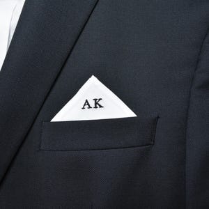 personalized pocket square,white cotton pocket square,grooms initials pocket square,groomsman pocket squares and gifts boyfriend gift