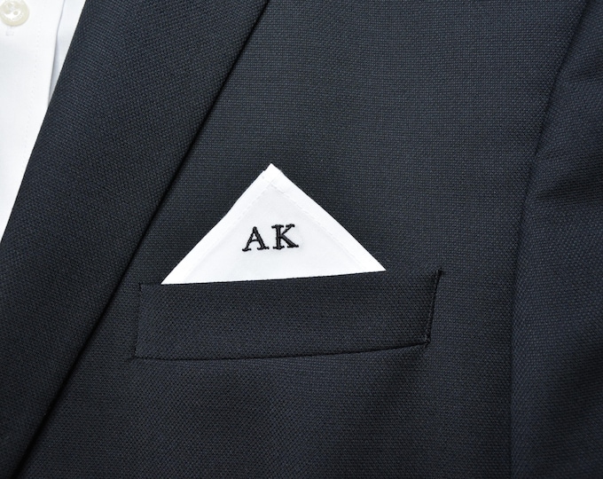 Personalized Pocket Square: Embroidered Initials, Groomsmen Gift