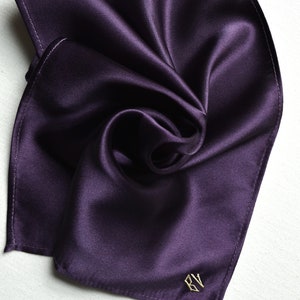 Silk pocket square purple plum/personalized pocket square/plum wedding accessories/gifts for man/wedding gift for him/handkerchief silk plum