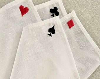 Jeu de cartes cadeau pour hommes / carré de poche de poche pour hommes, carrés de poche en lin blanc