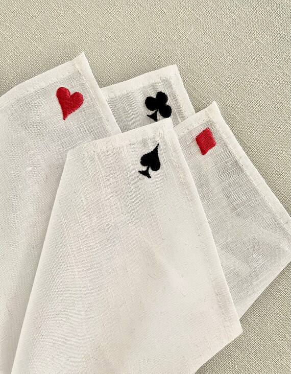 Deck of Cards Gift for Men pocket Pocket Square for Men white