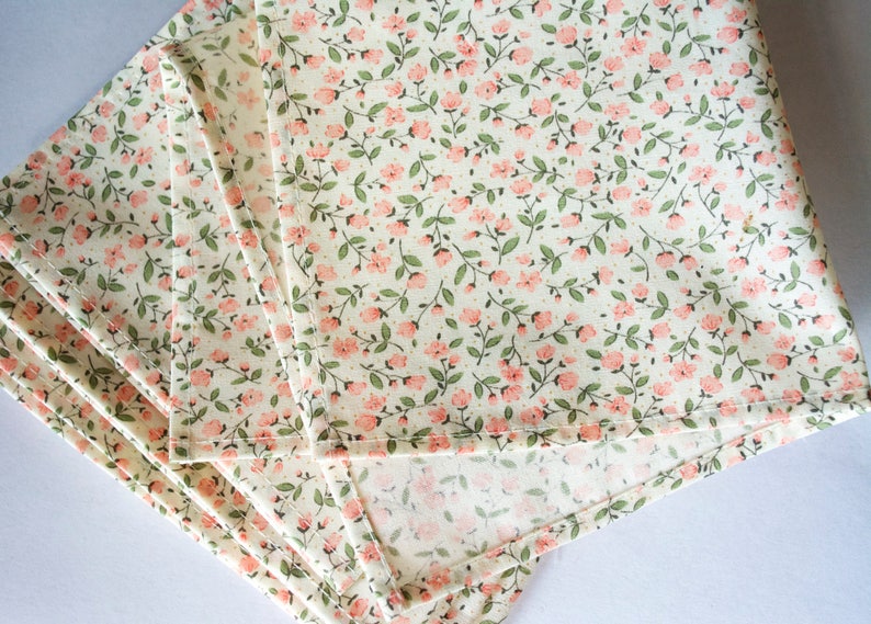 Floral cotton pocket squares/mens hankies/coral sage floral/wedding favor/gift for men/handkerchief/personalized gift image 3