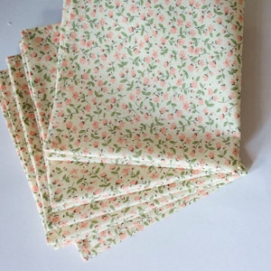 Floral cotton pocket squares/mens hankies/coral sage floral/wedding favor/gift for men/handkerchief/personalized gift image 1