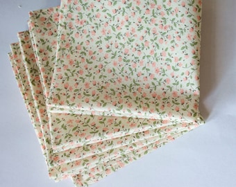 Floral cotton pocket squares/mens hankies/coral sage floral/wedding favor/gift for men/handkerchief/personalized gift