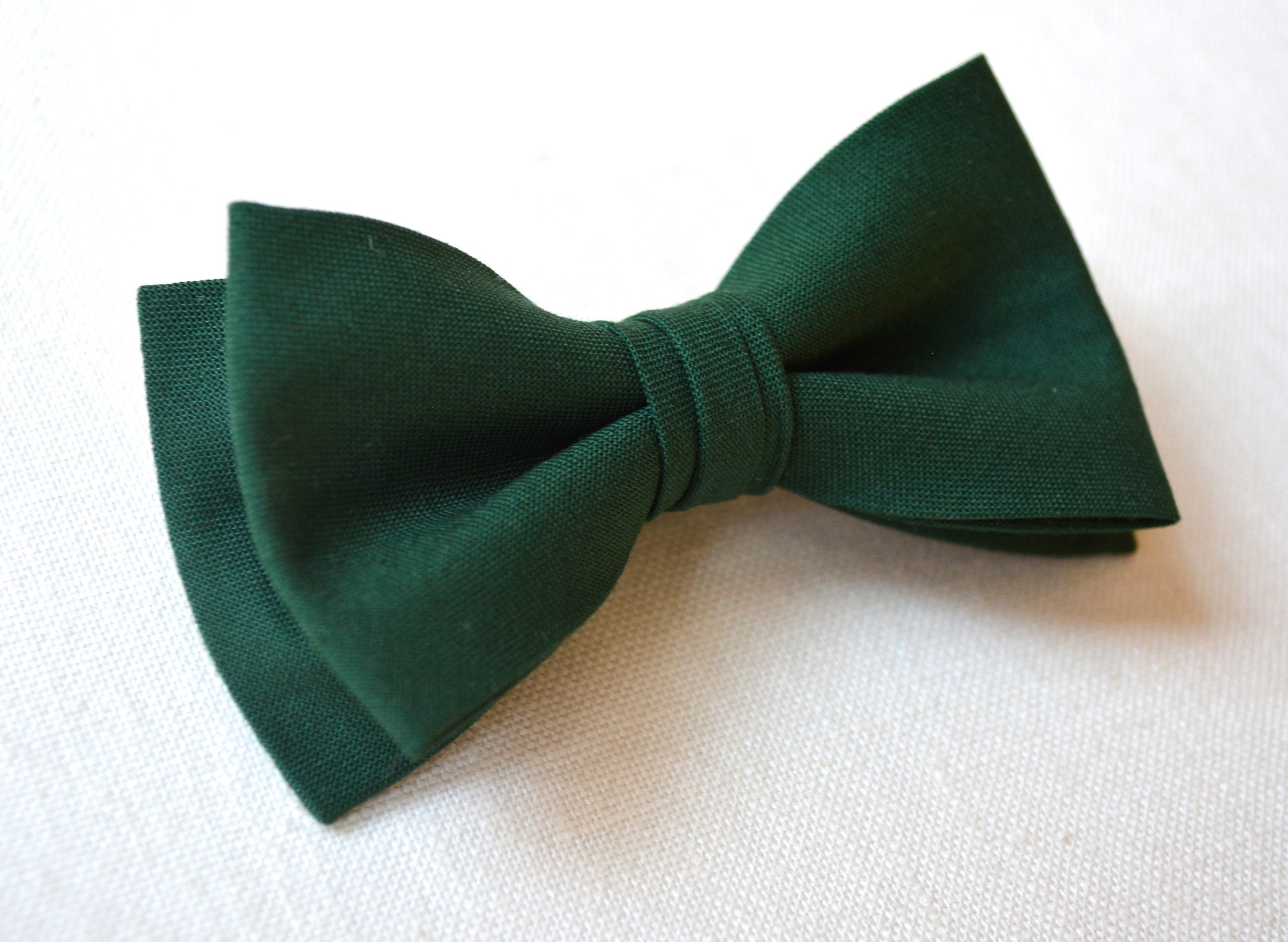 bow ties for boys hunter green cotton fabric/clip on bow ties Etsy